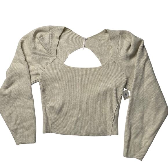 NWT Free People Saffron Open Back Knit Sweater Cream Beige Size Medium - Picture 1 of 7